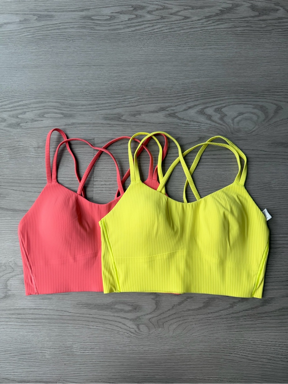 NWOT Lululemon Like a Cloud Ribbed Bra Set in Raspberry Cream & Sonic Yellow - 6